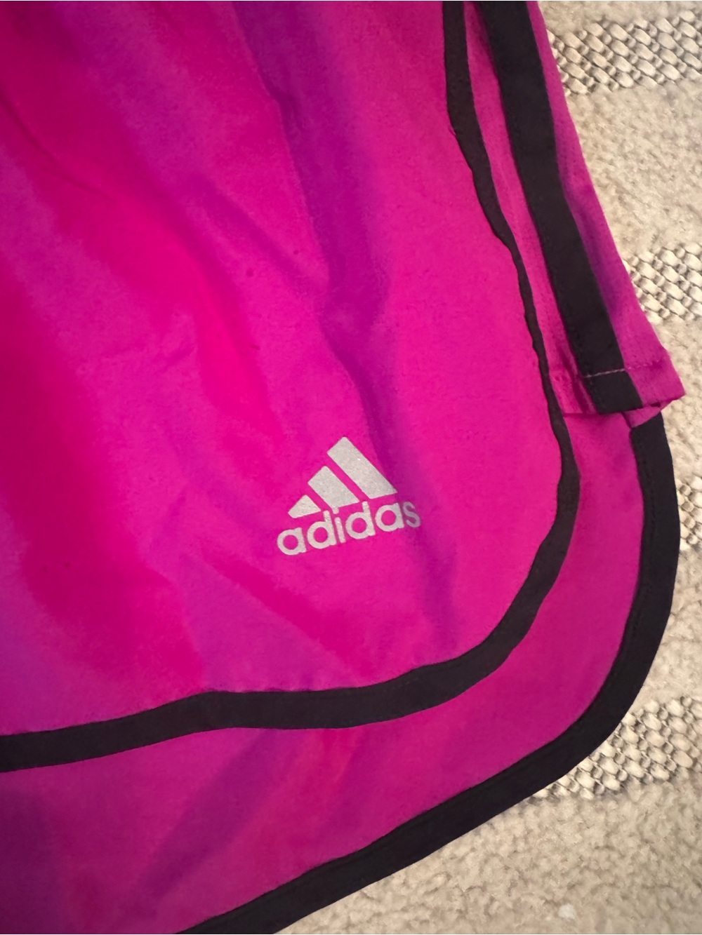 ADIDAS Women’s Marathon 20 Magenta Running Shorts with Black Stripes - Picture 3 of 5